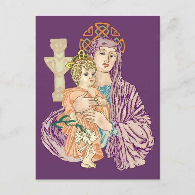 Postal Festiva Celtic Christmas Madonna (Anverso)