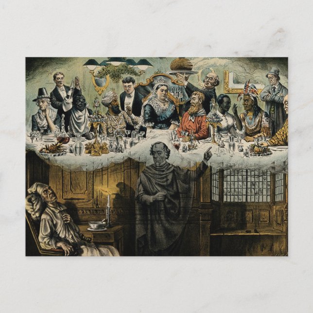 Postal Festiva Cena de Navidades de la Reina Victoria del Movimie (Anverso)