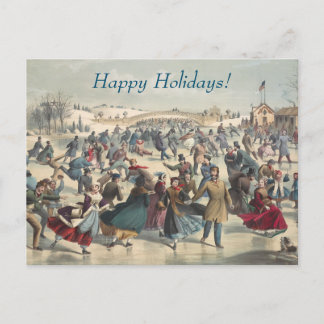 Postal Festiva Central Park, invierno. El estanque para patinar. 