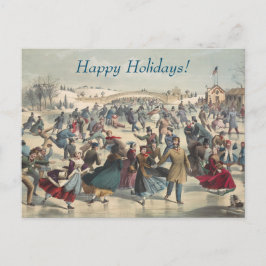 Postal Festiva Central Park, invierno. El estanque para patinar. 