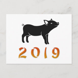 Postal Festiva Cerdo chino de Año Nuevo 2019