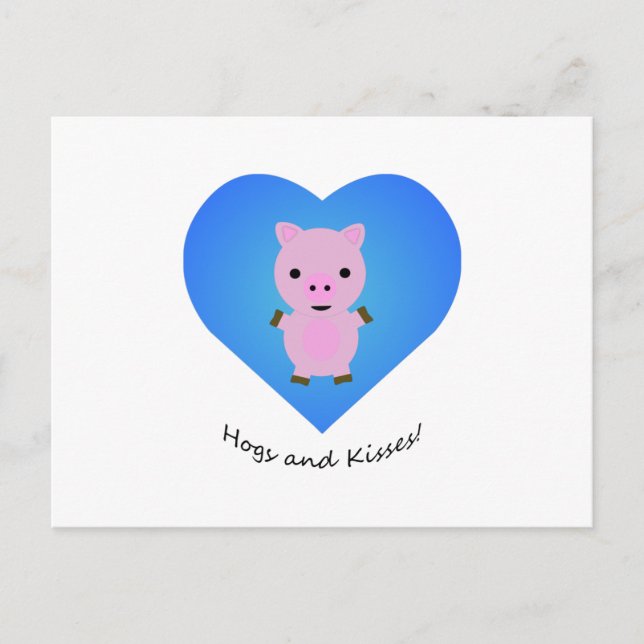 Postal Festiva Cerdos y Besos Cerdo (Anverso)