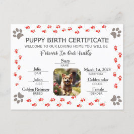 Postal Festiva Certificado de nacimiento de personalizado