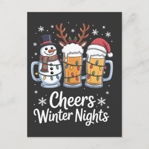 Postal Festiva Cervezas Noches de Invierno Amantes de la Cerveza 