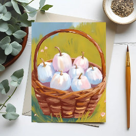 Postal Festiva Cesta de Calabazas | Acuarela Otoño
