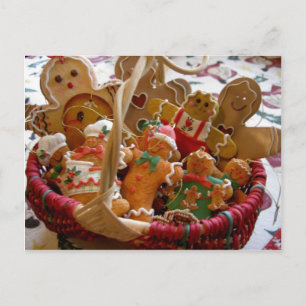 Postal Festiva Cesta de galletas de navidades de pan de jengibre 