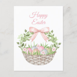Postal Festiva Cesta de Pascua Floral Rosa