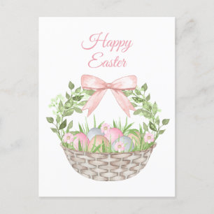 Postal Festiva Cesta de Pascua Floral Rosa