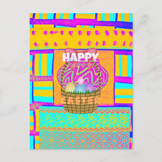 Postal Festiva Cesta de Pascua inspirada en África Occidental y H (Anverso)