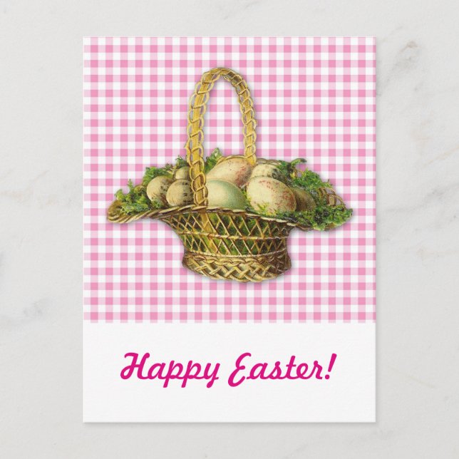 Postal Festiva Cesta de Pascua Vintage (Anverso)