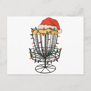 Postal Festiva Cesto de Disc Golf Sombrero de Santa Luces de Navi