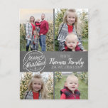 Postal Festiva Chalkboard Farmhouse Rustic Christmas Photo Card<br><div class="desc">Chalkboard Farmhouse Rústicos Navidades Familia Foto Postcard・ Añadir hasta 4 imágenes y agregar sus nombres!</div>