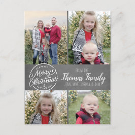 Postal Festiva Chalkboard Farmhouse Rustic Christmas Photo Card