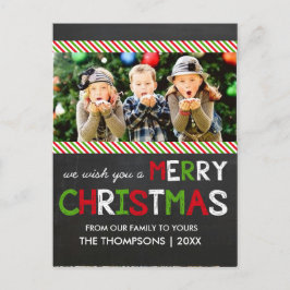 Postal Festiva Chalkboard Merry Christmas Photo Greet Card