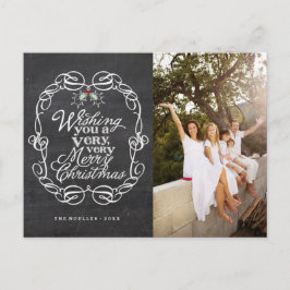Postal Festiva Chalkboard Mistletoguiones Merry Christmas Photo