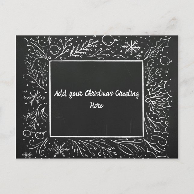 Postal Festiva Chalkboard Navidades personalizados (Anverso)