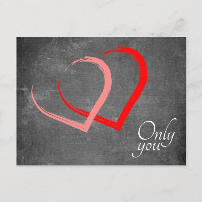 Postal Festiva Chalkboard Red Pink Hearts Valentine Day Elegant (Anverso)