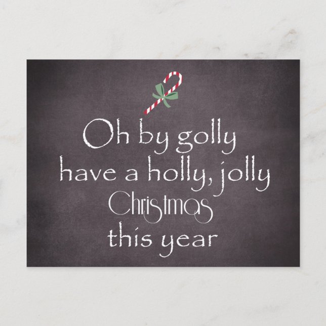 Postal Festiva Chalkboard: Tengan Navidades de Holly Jolly (Anverso)