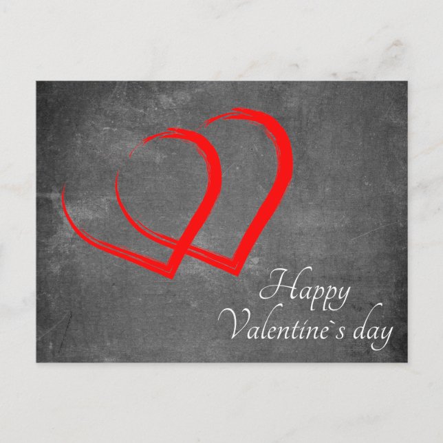 Postal Festiva Chalkboard Valentine Day Red Hearts Elegant (Anverso)