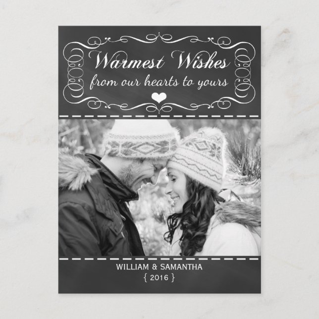 Postal Festiva Chalkboard Warmest Warmest Holiday Postcard (Anverso)