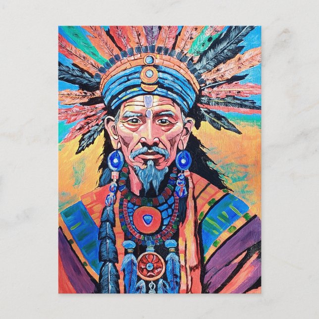 Postal Festiva chamán, hechicero, amuleto, magia (Anverso)