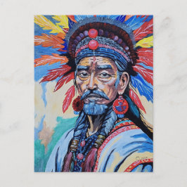Postal Festiva chamán, hechicero, protector, amuleto, abuelo