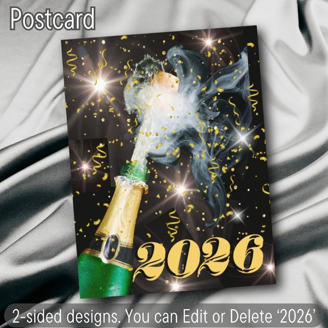 Postal Festiva Champagne Confetti Happy New Year Saluda a la mode (Subido por el creador)