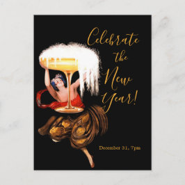 Postal Festiva Champagne Toast NYE Invitation Postcard