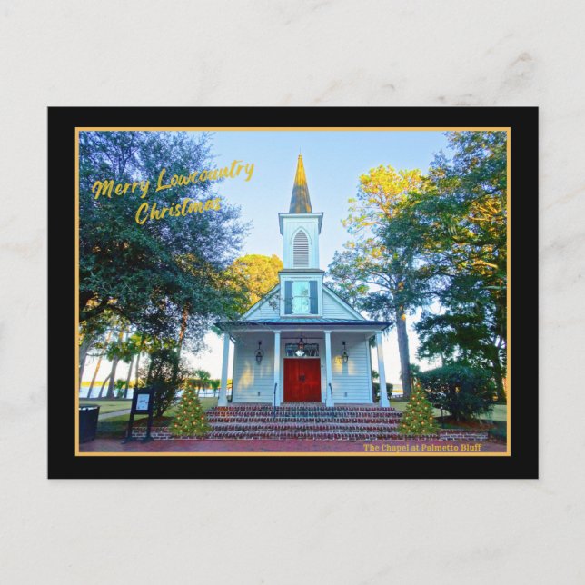 Postal Festiva Chapel Palmetto Bluff Navidades de Merry Lowcountr (Anverso)