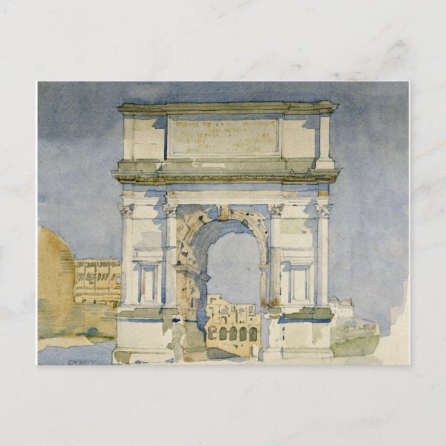 Postal Festiva Charles Rennie Mackintosh - El Arco de Titus, Roma (Anverso)