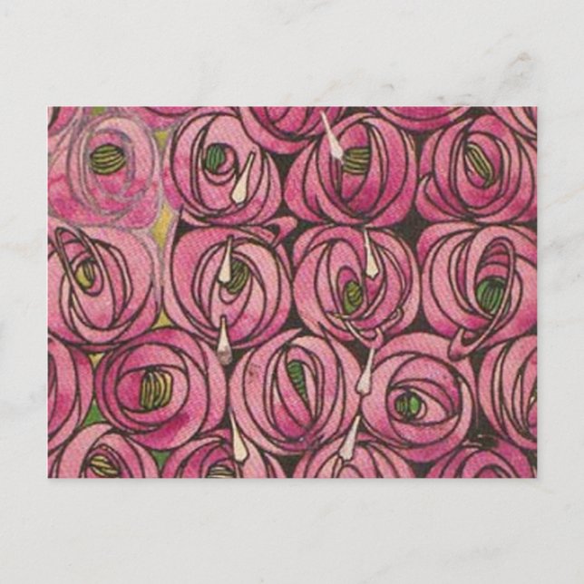 Postal Festiva Charles Rennie Mackintosh - Rosas (Anverso)