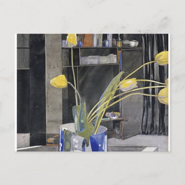 Postal Festiva Charles Rennie Mackintosh - Tulips amarillos (Anverso)