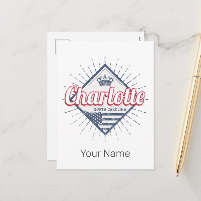 Postal Festiva Charlotte City North Carolina Estados Unidos (Anverso/Reverso In Situ)