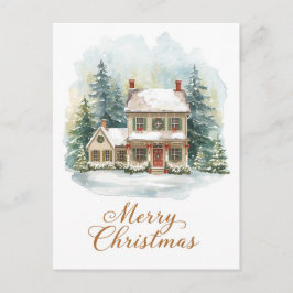 Postal Festiva Charming Snow-Covered Christmas Farmhouse