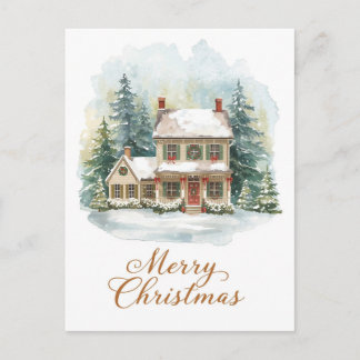 Postal Festiva Charming Snow-Covered Christmas Farmhouse