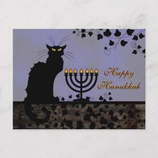 Postal Festiva Chat Noir Hanukkah