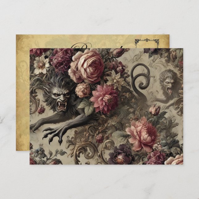 Postal Festiva Château des Loups - Werewolf barroco gótico (Anverso / Reverso)