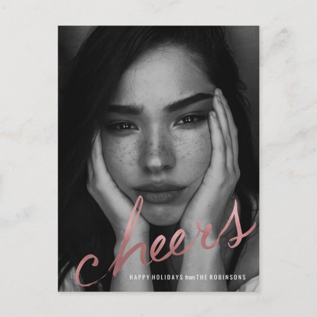 Postal Festiva Cheers rosa dorado Fiesta (Anverso)