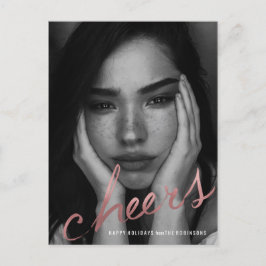 Postal Festiva Cheers rosa dorado Vacaciones