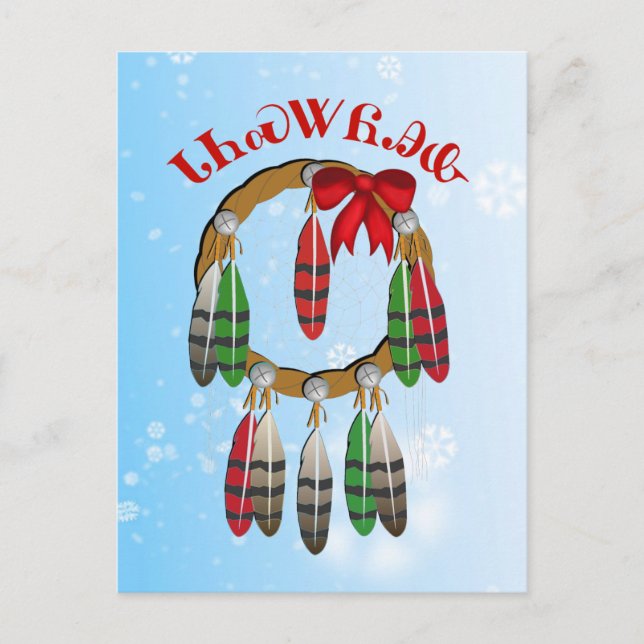 Postal Festiva Cherokee Navidades Dream Catcher Postcard (Anverso)