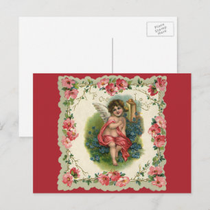 Postal Festiva Cherub, el El día de San Valentín victoriano vinta