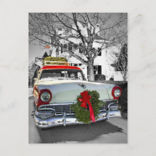 Postal Festiva Chevy navideño vintage