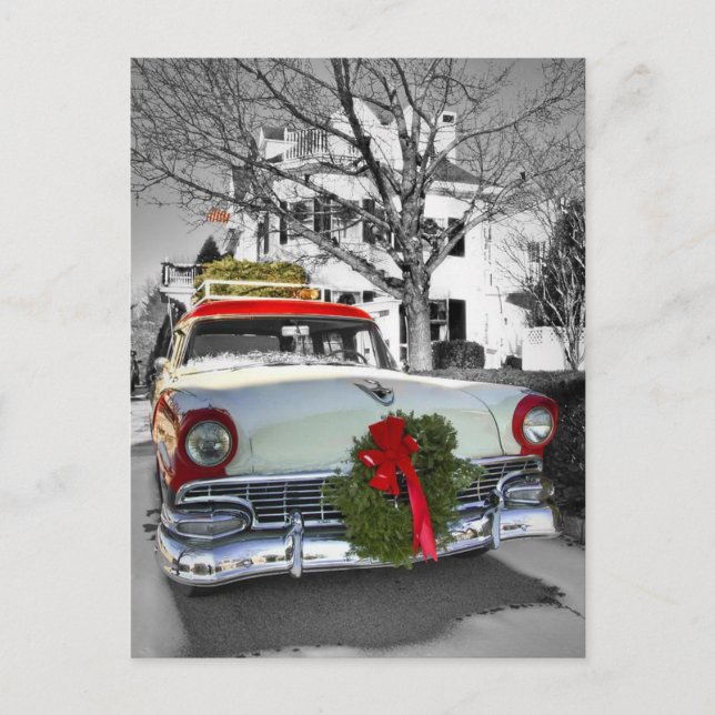 Postal Festiva Chevy navideño vintage (Anverso)