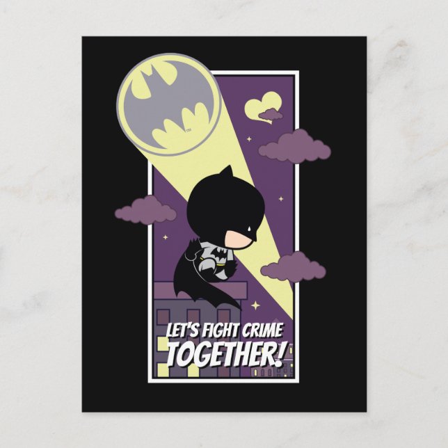 Postal Festiva Chibi Batman - Luchemos juntos contra el crimen (Anverso)