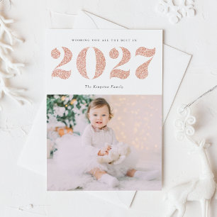 Postal Festiva Chic 2022 Rosa Dorado Brillo Feliz Año Nuevo Foto
