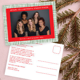 Postal Festiva Chic Gingham Red Green Christmas Custom Business 