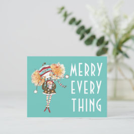 Postal Festiva Chica caprichoso Merry Everything Navidades Card