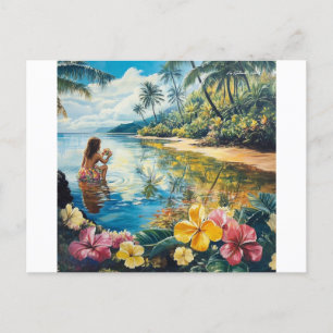 Postal Festiva Chica de Aloha Hawaii