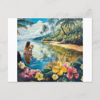 Postal Festiva Chica de Aloha Hawaii