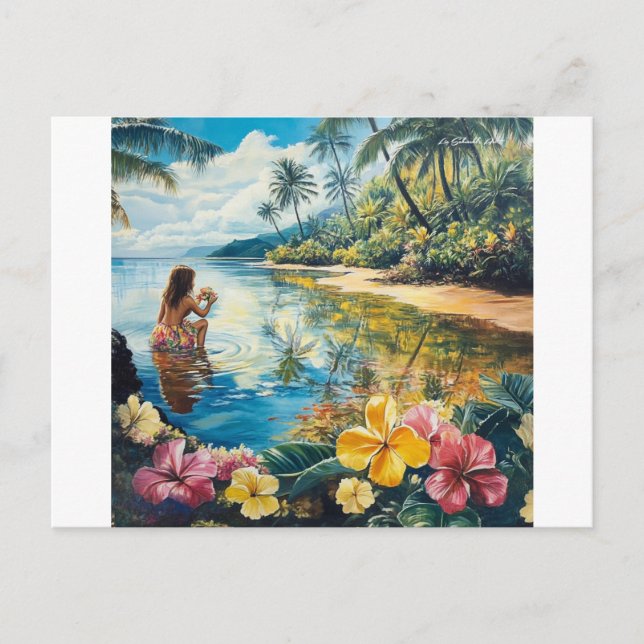 Postal Festiva Chica de Aloha Hawaii (Anverso)